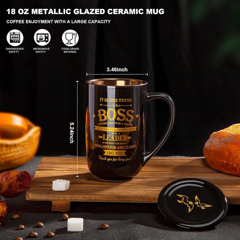 Doublewhale Boss Gifts - Best Bosses Day Gifts for Men Women - Funny Office Christmas Appreciation Gift for Boss Lady, Manager, Leader Female Male Birthday, Large 18 Oz Metal Glaze Ceramic Mug with Nice Gift Box - Image 3